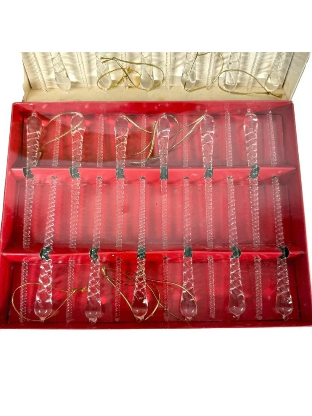 Pier 1 Clear Blown Glass Icicle Christmas Tree Ornaments 7” Lot Of 59